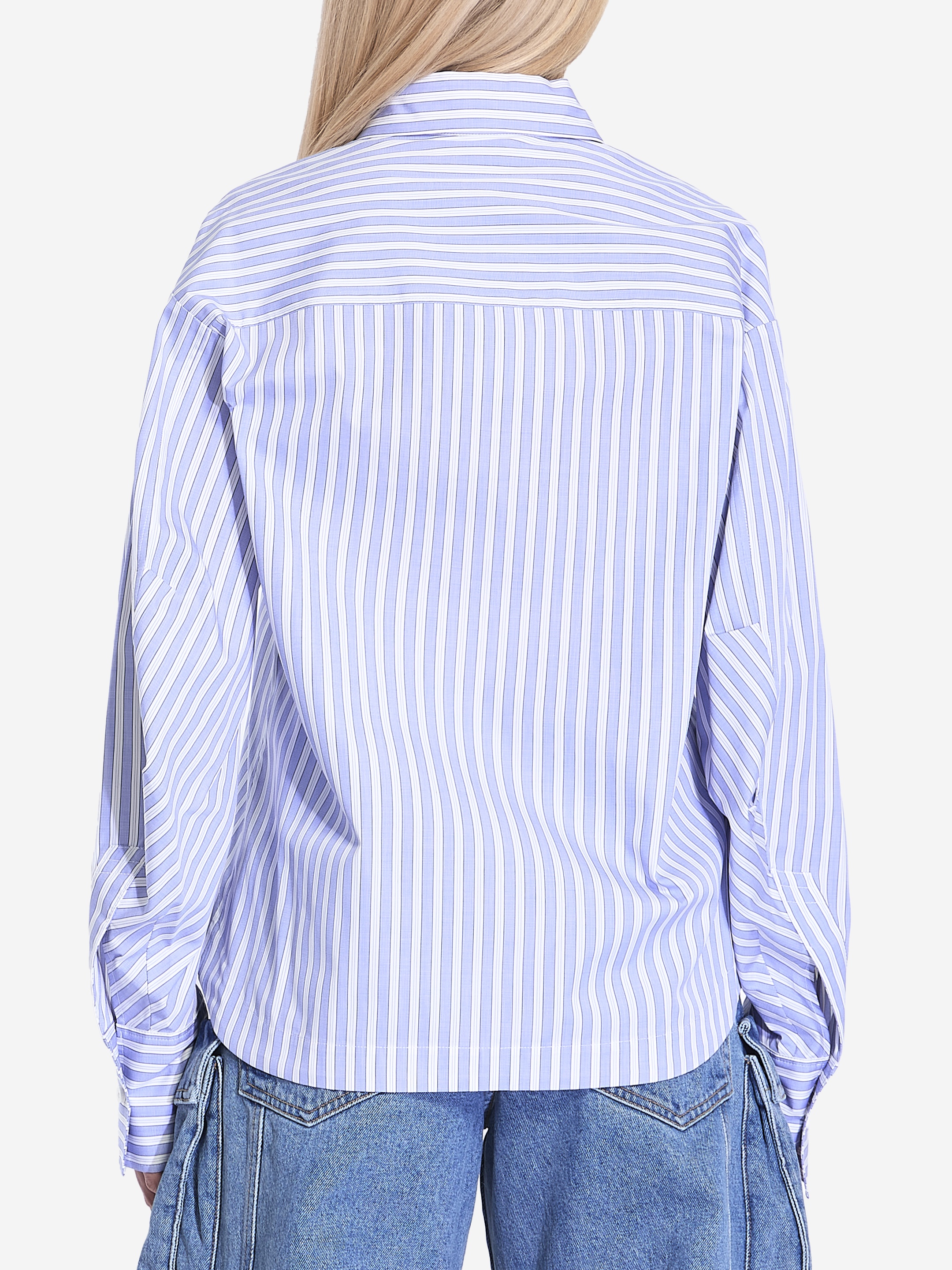 Tシャツ・カットソー THE ATTICO SS25 ELIZA STRIPED SHIRT (250WCH00014CCC051 870) Eliza'' grey shirt for Women | THE ATTICO®