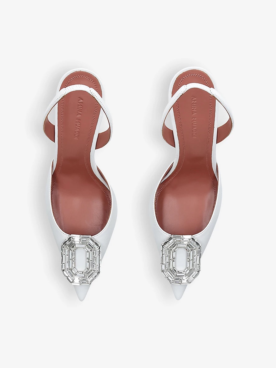 Camelia crystal-embellished leather slingback courts - 2