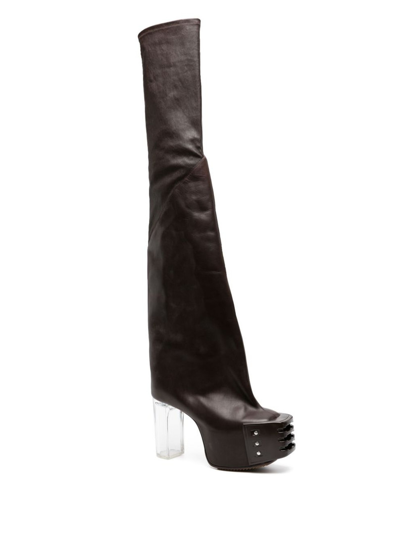 Rick Owens 130mm thigh-high platform boots outlook