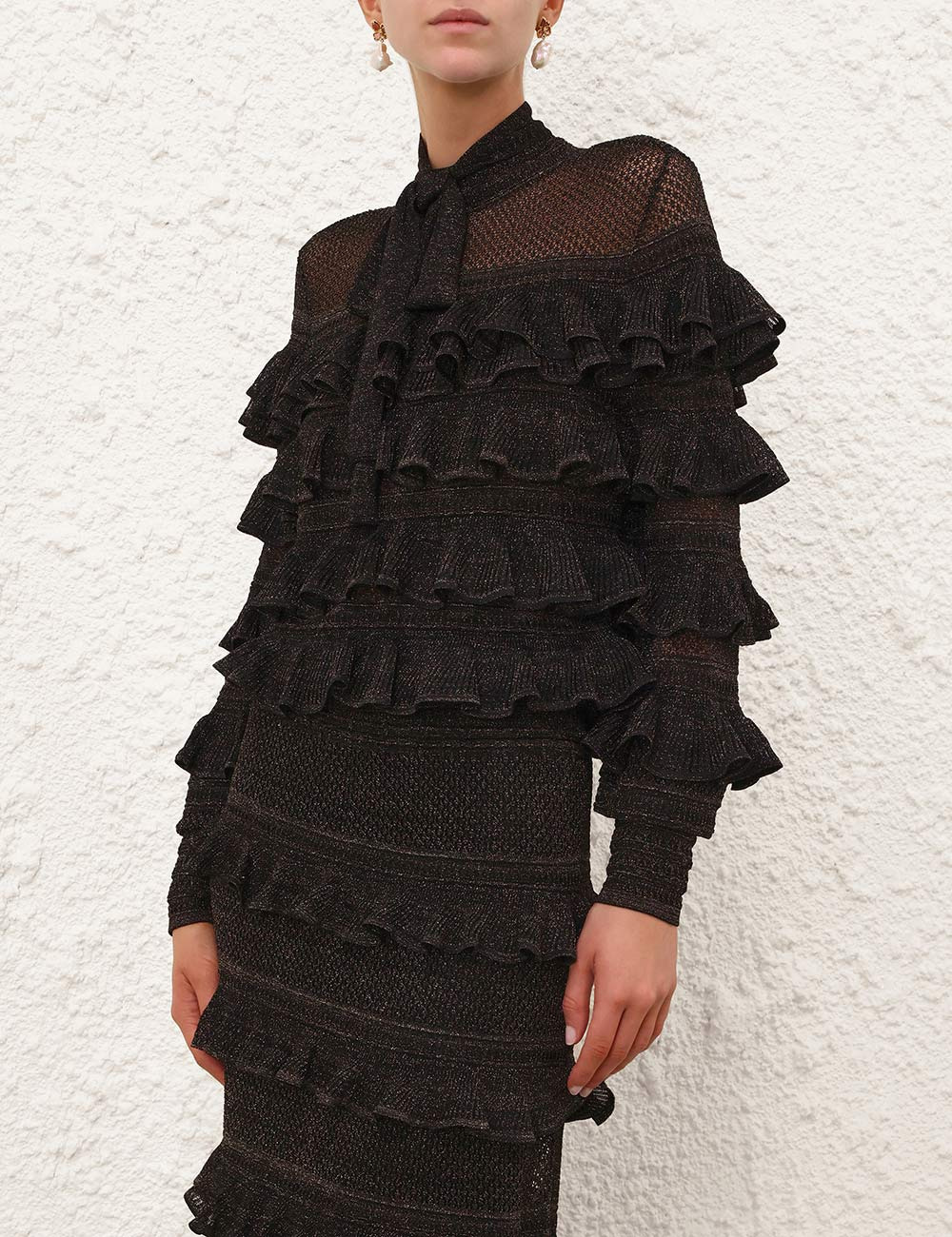 REBELLION FRILL TIE NECK TOP - 2