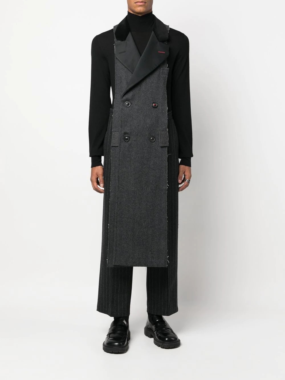 panelled double-breasted sleeveless coat - 2