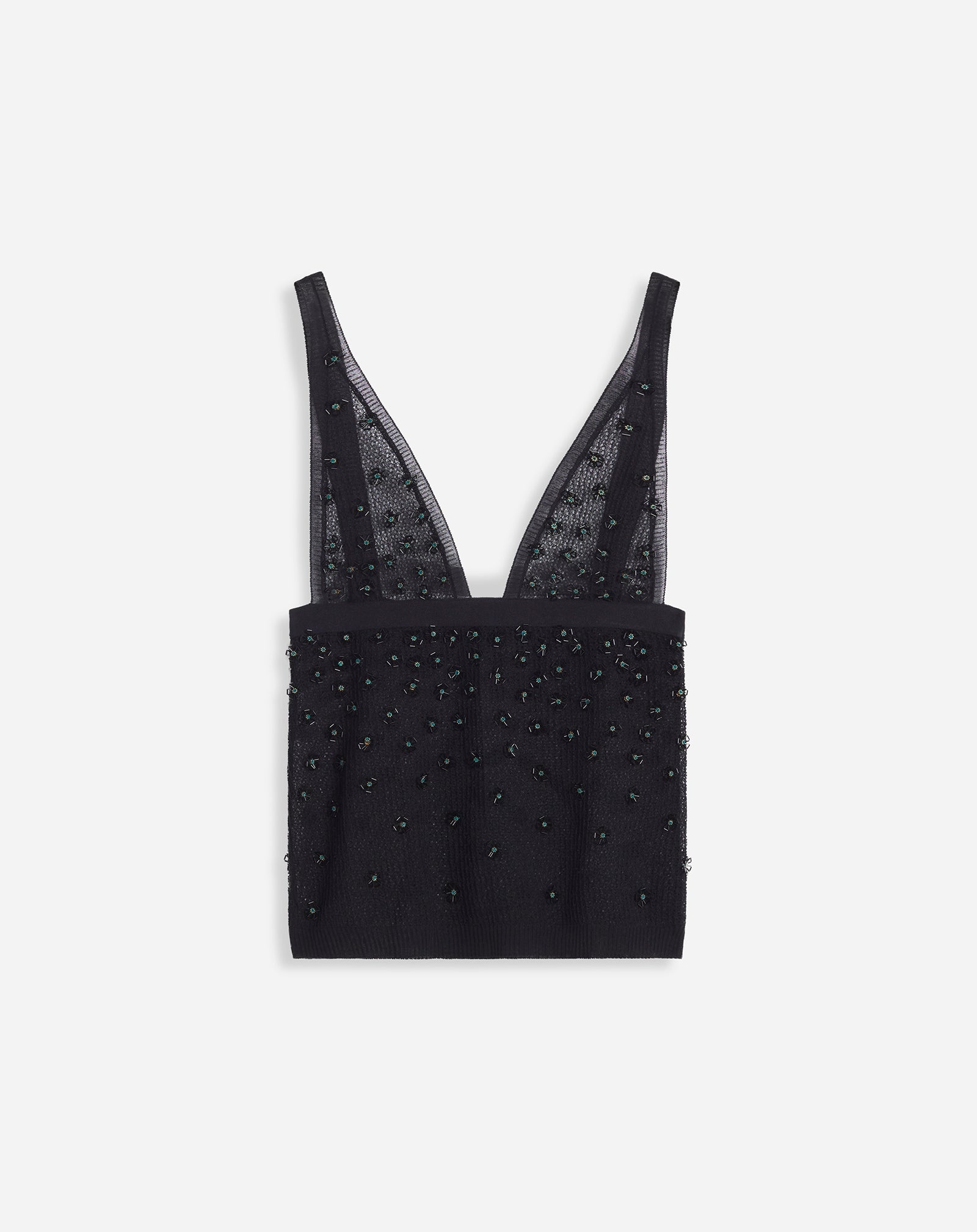 SHEER EMBROIDERED-MESH TANK TOP - 1