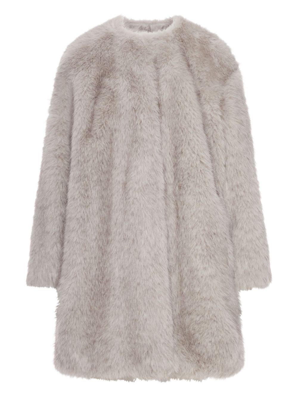 fur round-neck coat - 1