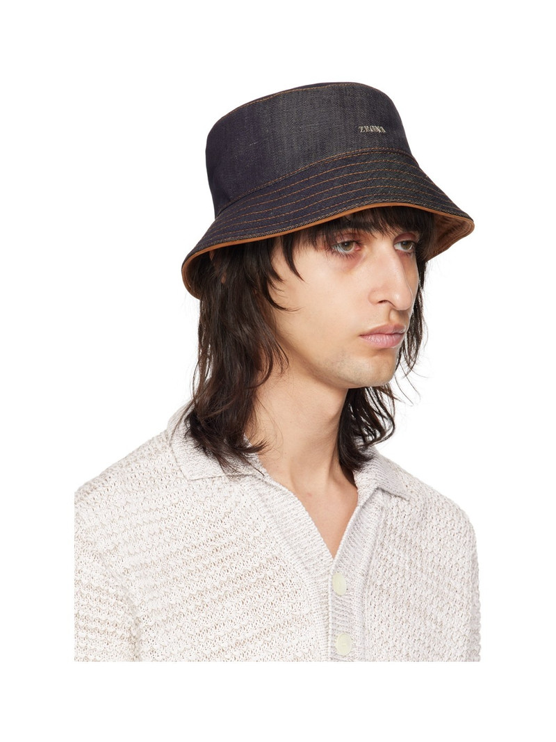 ZEGNA Indigo Denim Bucket Hat outlook