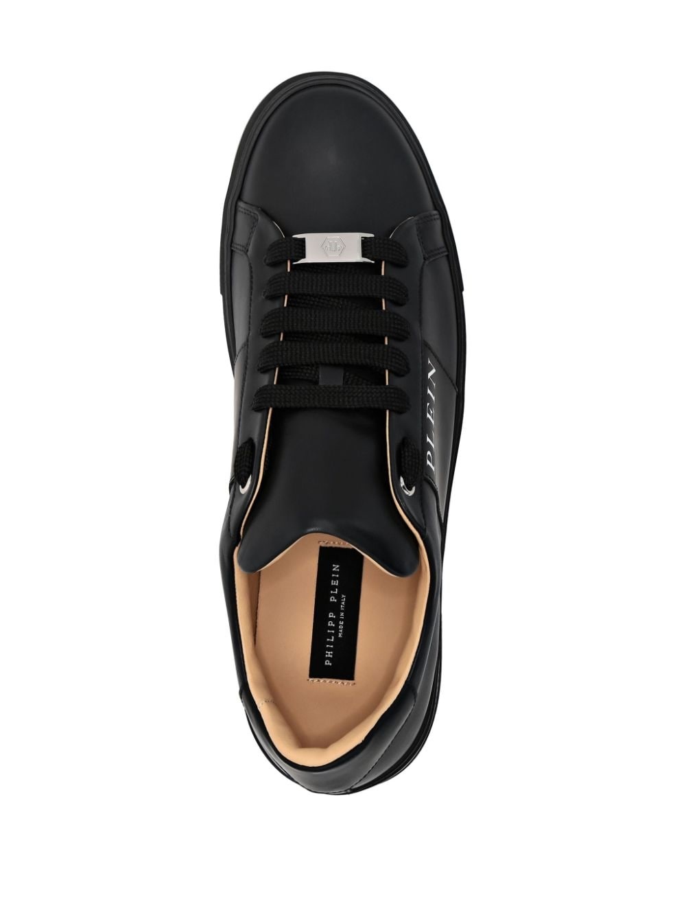 logo-print nappa leather sneakers - 4