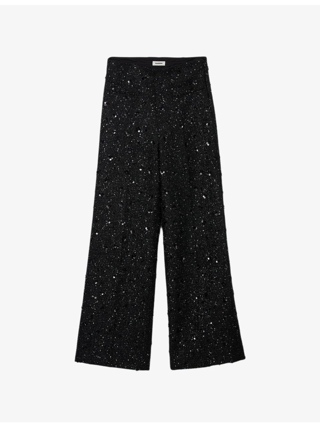 Rhinestone-Embellished High-Rise Tweed Trousers - 1