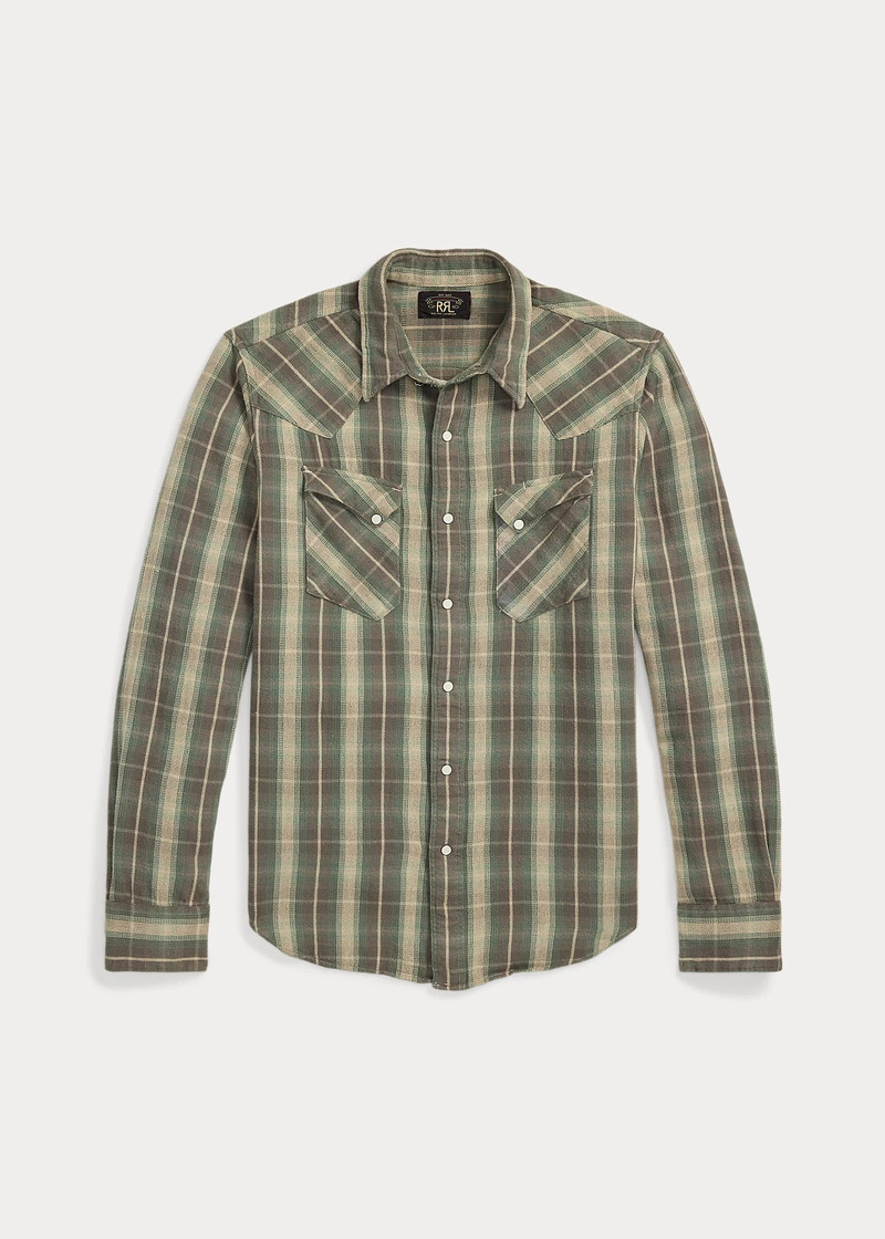 Slim Fit Plaid Twill Western Shirt 1