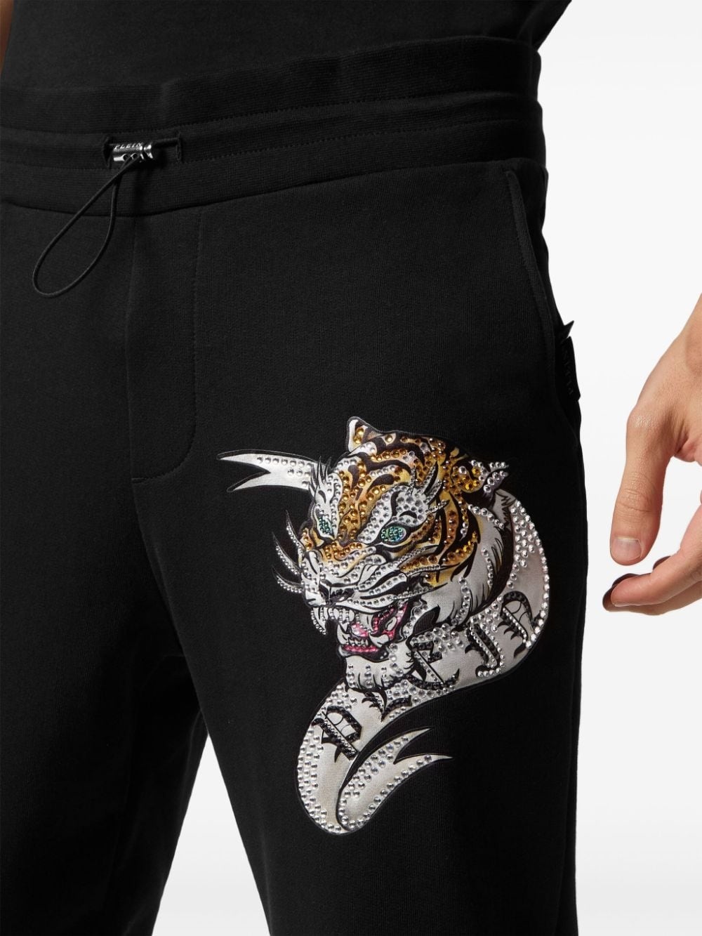 tiger-appliquÃ© drawstring track pants - 5