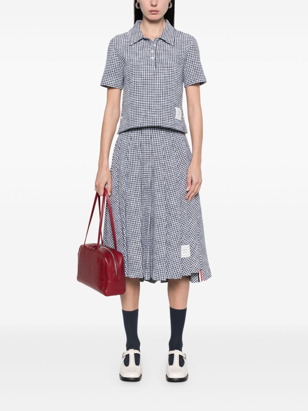 gingham tweed polo top - 2