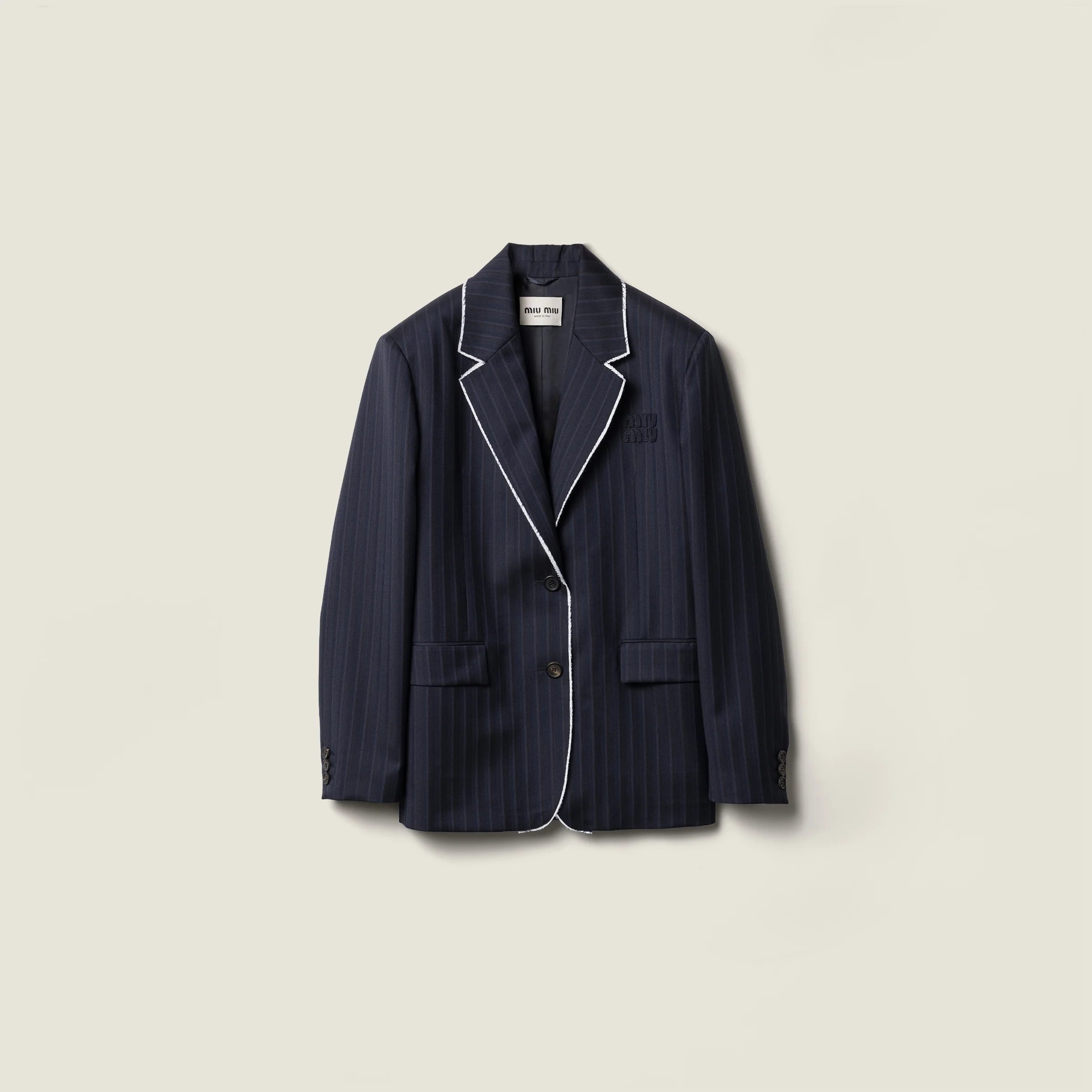Single-breasted pinstriped jacquard jacket - 1