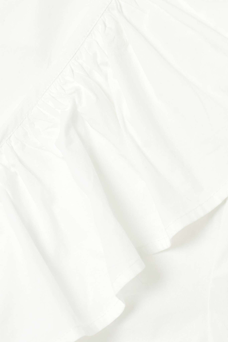 Ruffled lace-up organic cotton-poplin blouse 5