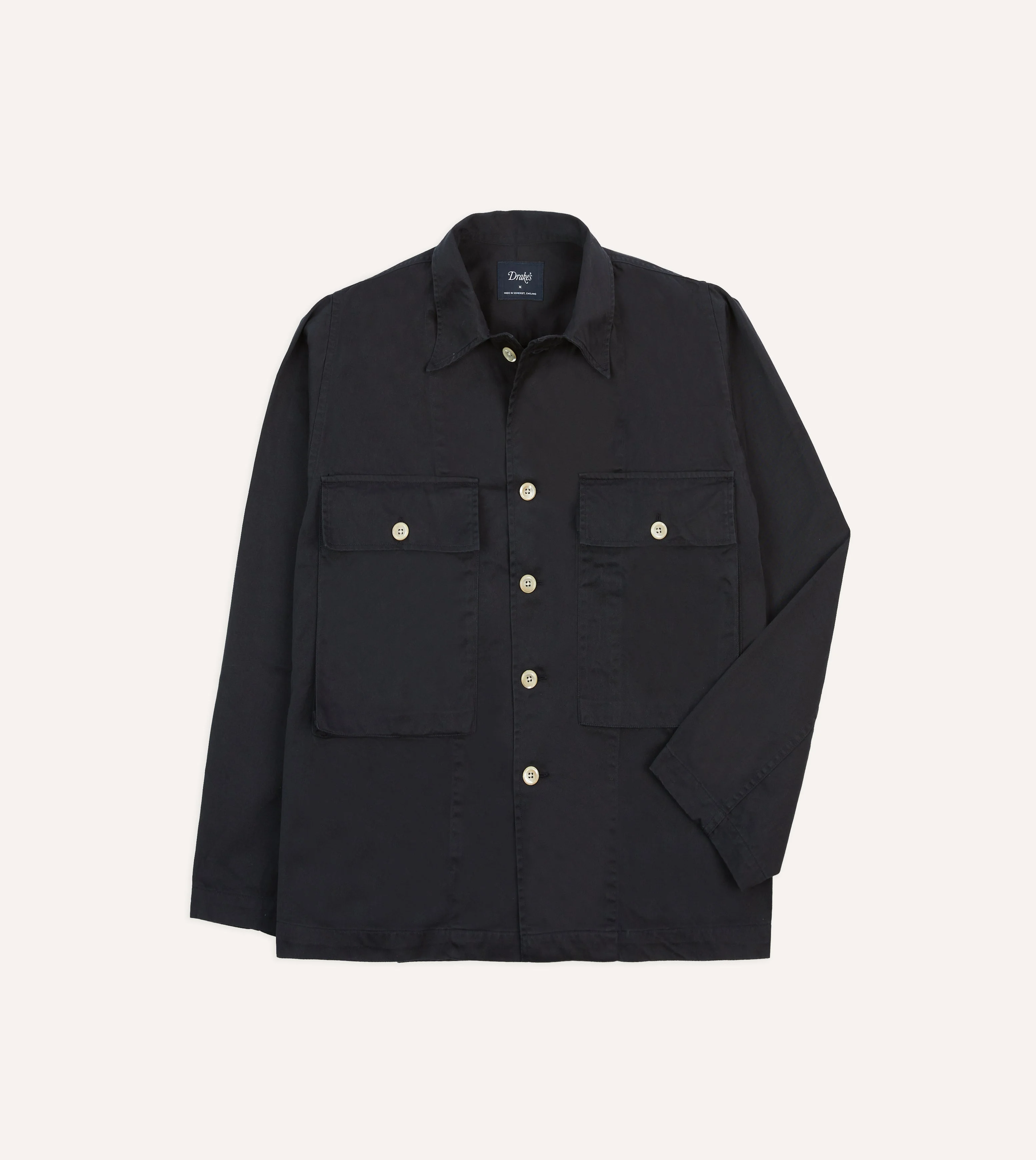 Navy Cotton Military Overshirt - 1