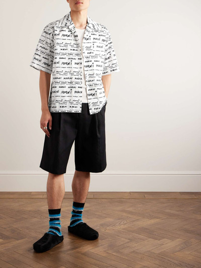 Marni Convertible-Collar Logo-Print Cotton-Poplin Shirt outlook