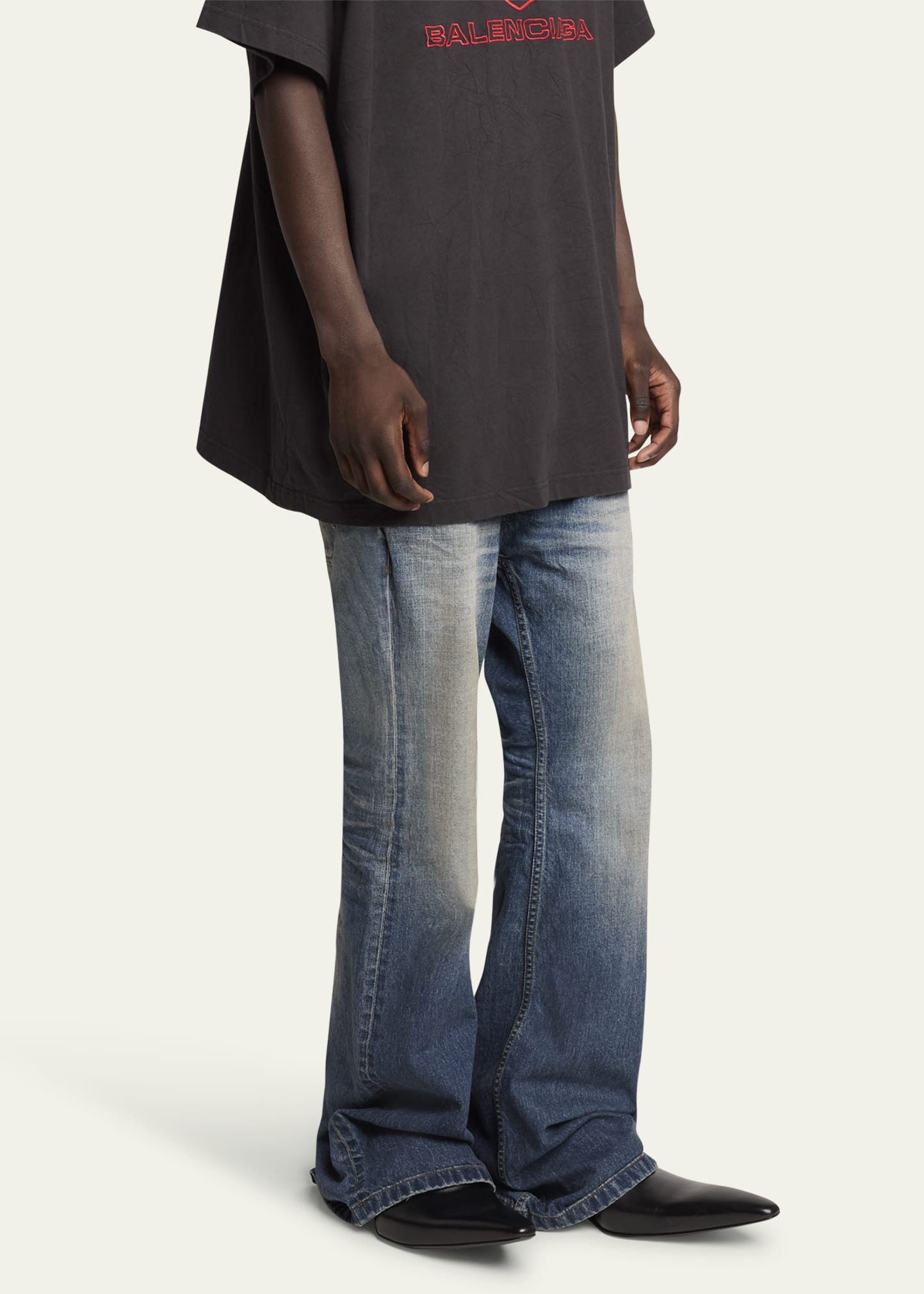 Men's Double-Layer Denim and Nylon Pants - 4