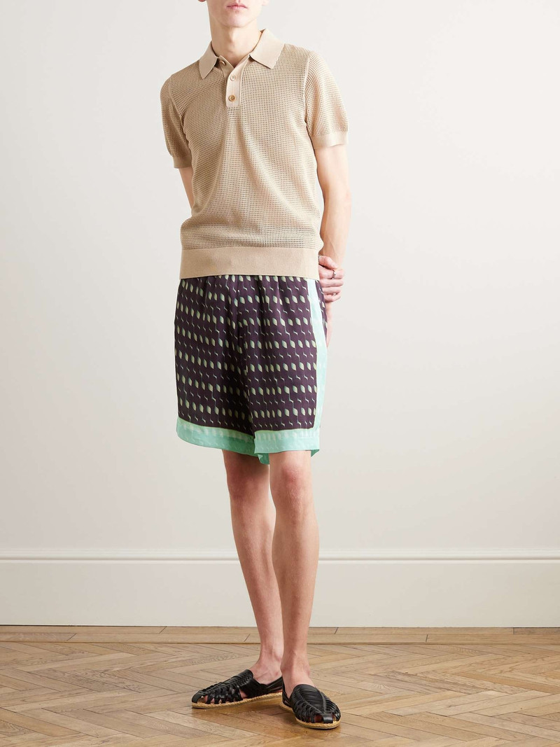 Dries Van Noten Straight-Leg Printed Satin Shorts outlook