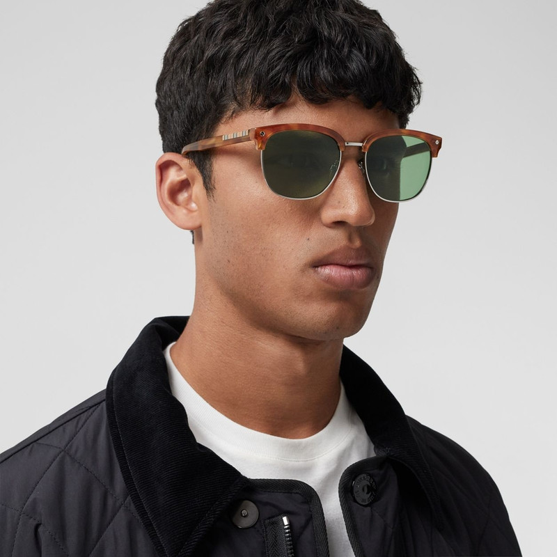 Icon Stripe Detail Square Frame Sunglasses 3