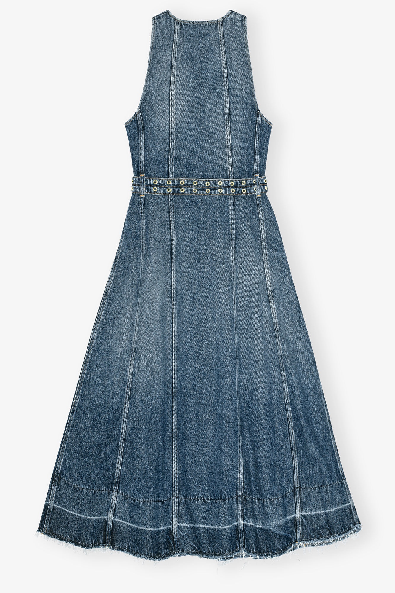 BLUE LIGHT DENIM BELT MIDI DRESS - 6