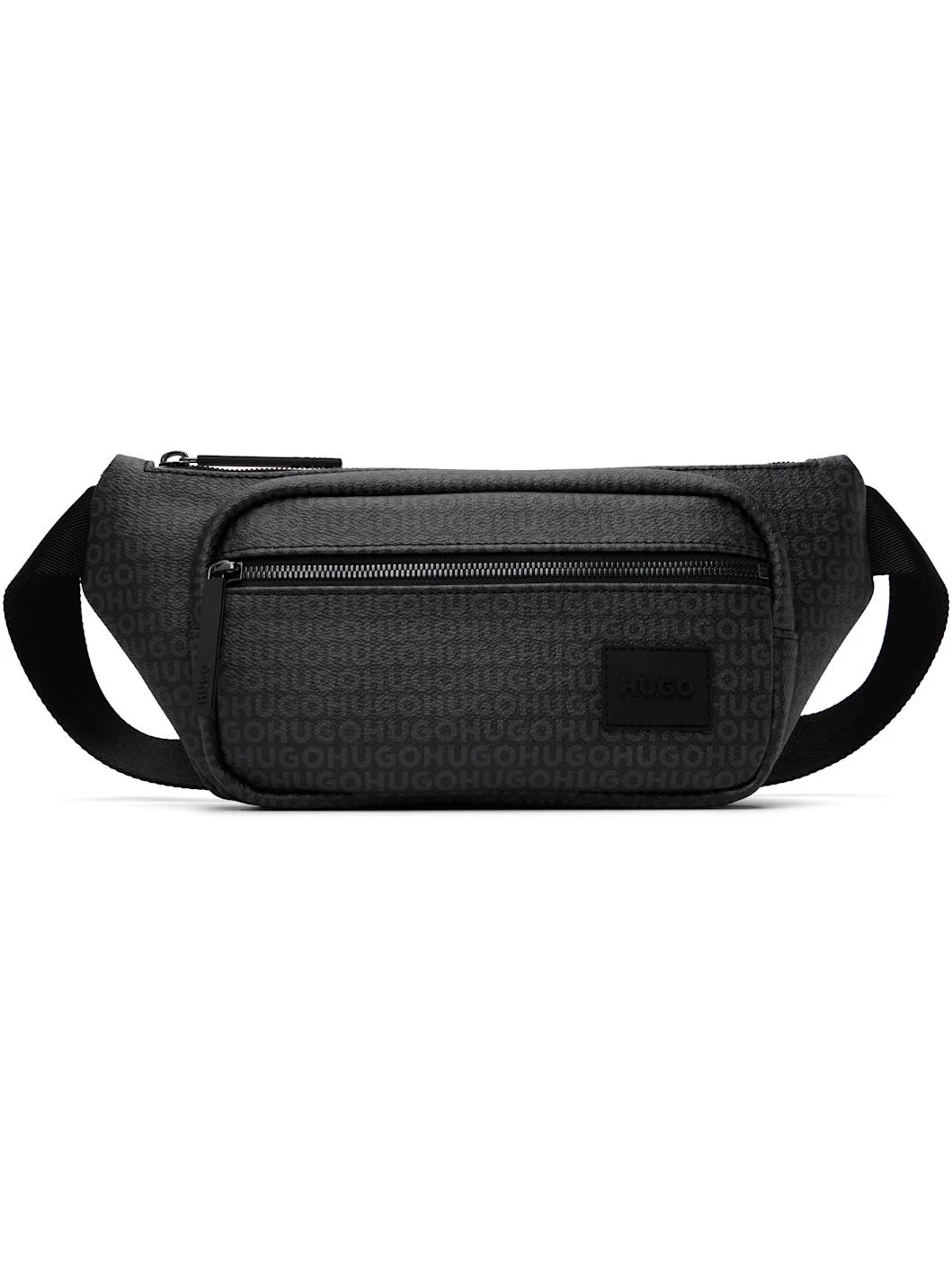 Gray Grained Faux-Leather Belt Bag - 1