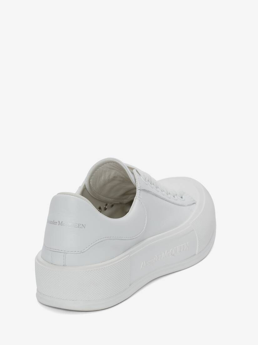 Women's Deck Lace Up Plimsoll in Optic White - 3
