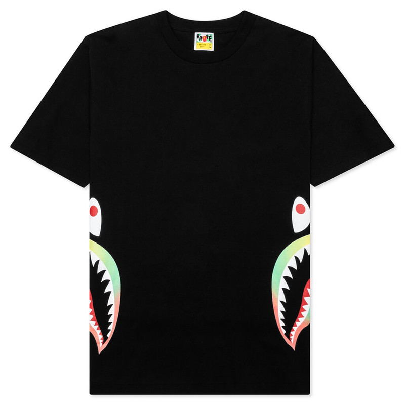 GRADATION SIDE SHARK TEE - BLACK - 1