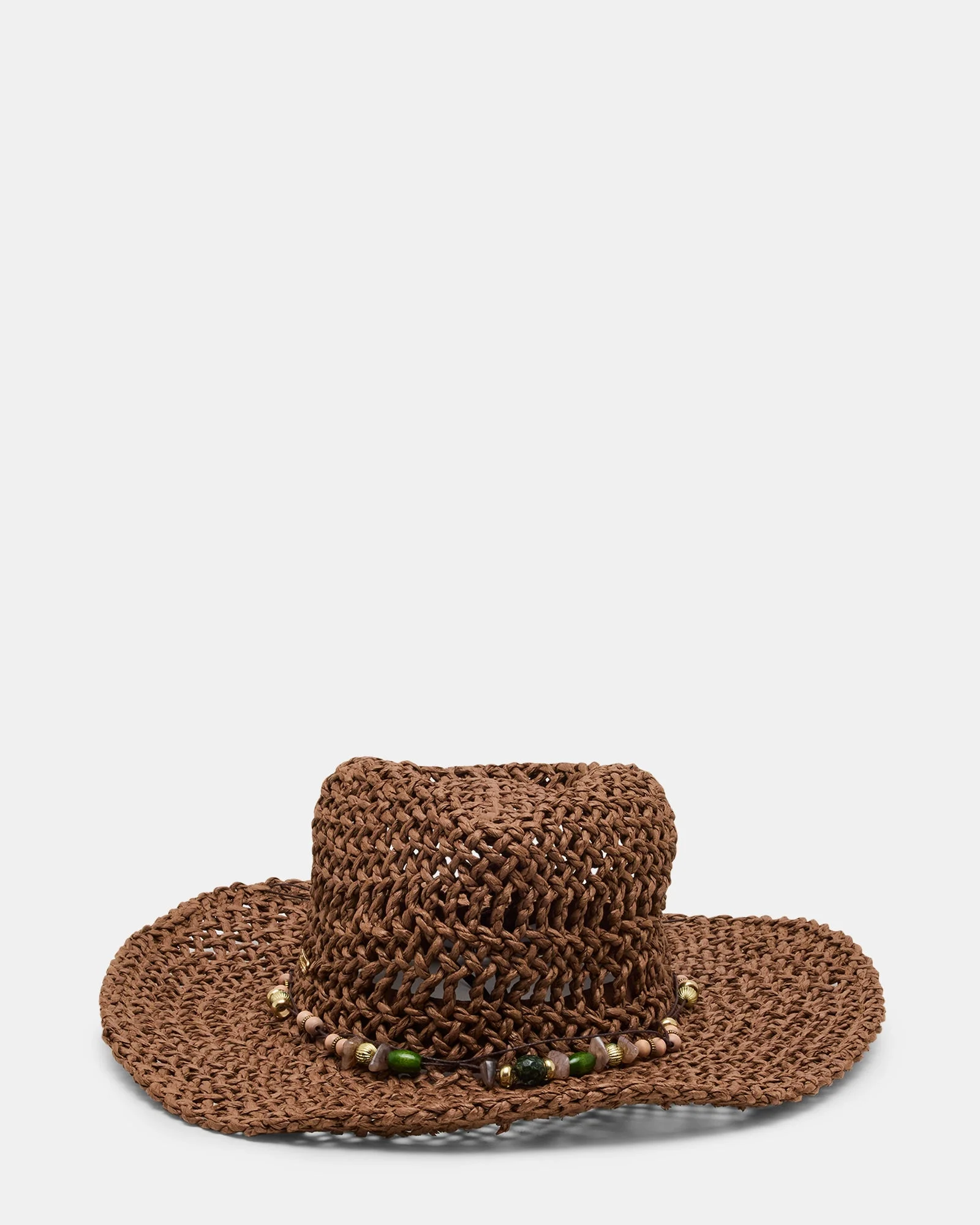 LEI BEADED TRIM WESTERN HAT CHOCOLATE - 1