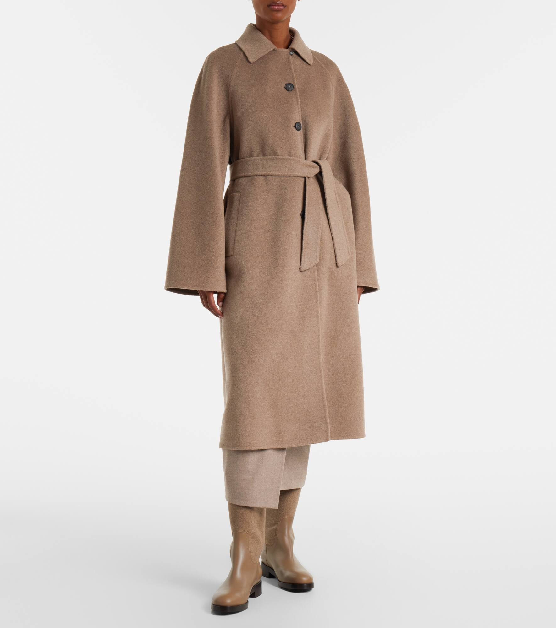 Centro belted cashmere coat - 7