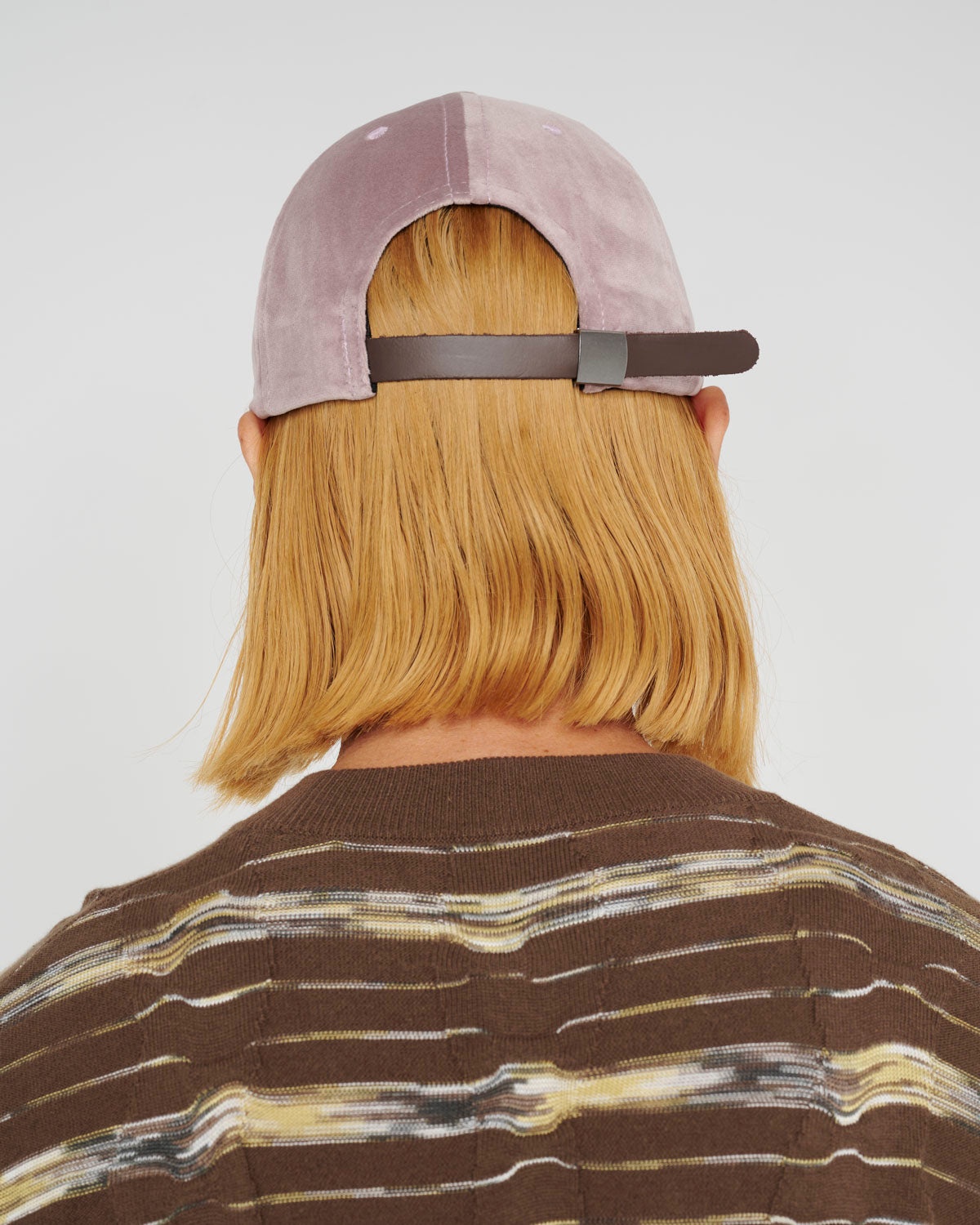 Velveteen Curved Front 6 Panel Hat - Pink - 6