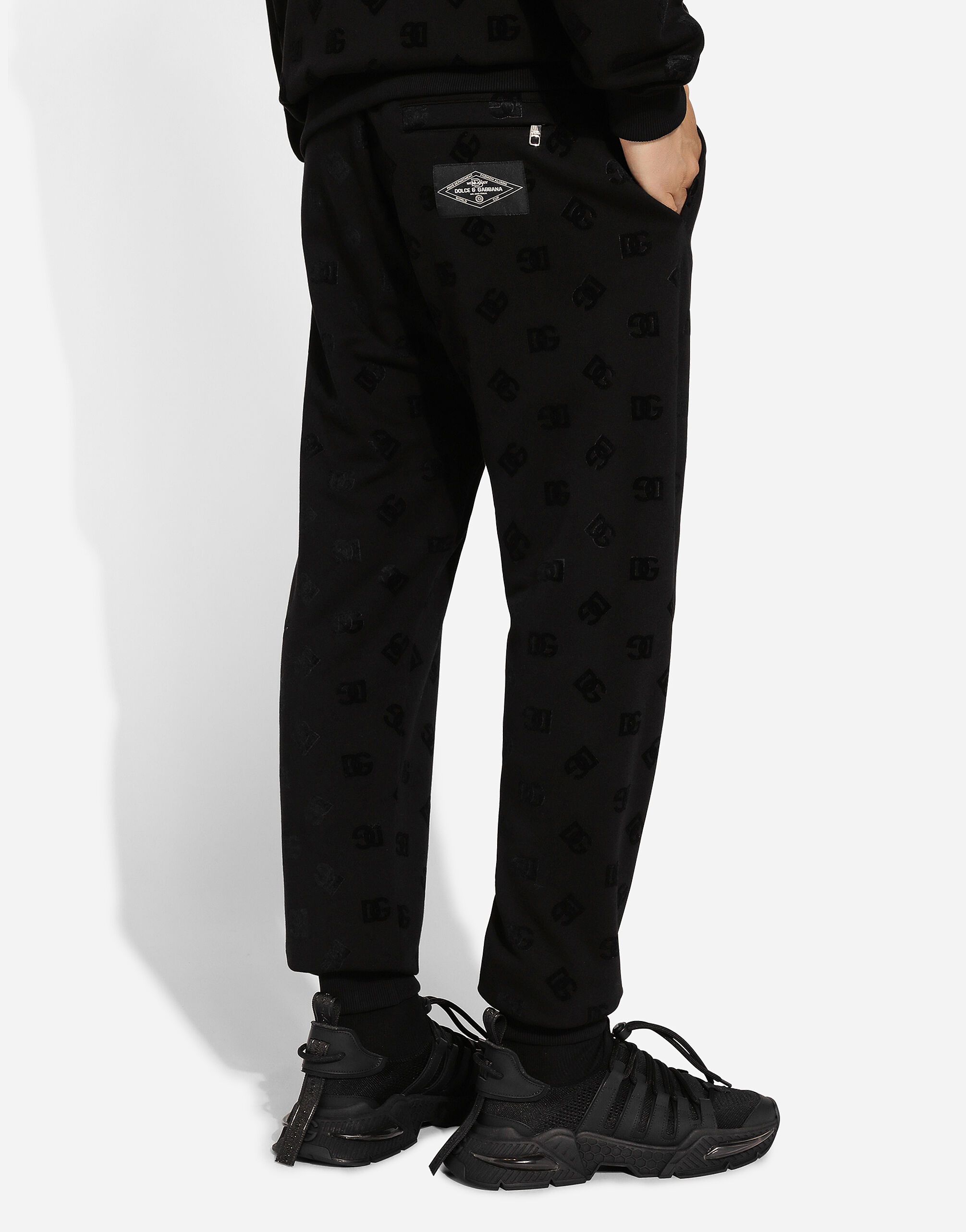 Jersey jogging pants with all-over DG logo print - 2