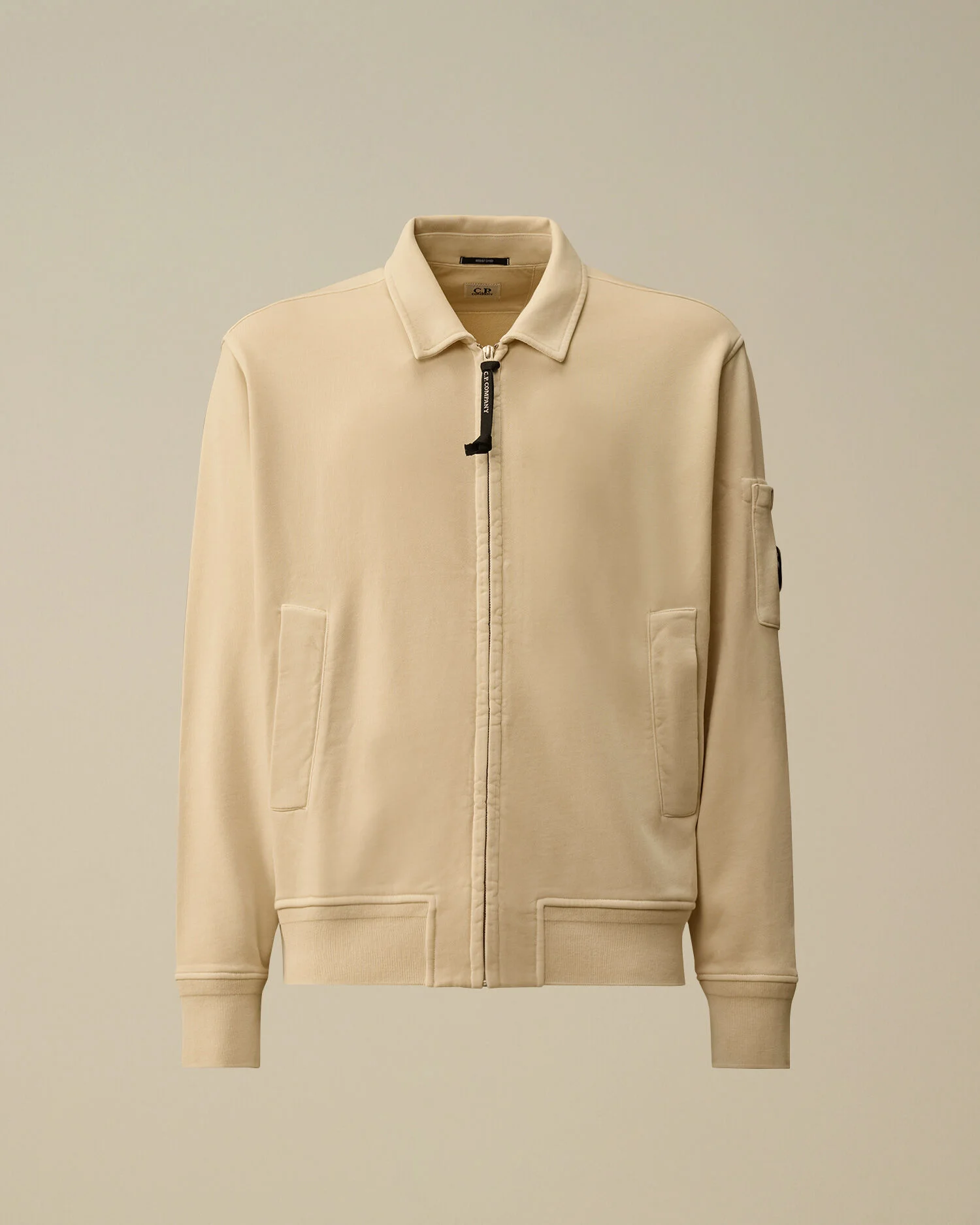 Cotton Diagonal Fleece Zip Lens Sweatshirt - 1