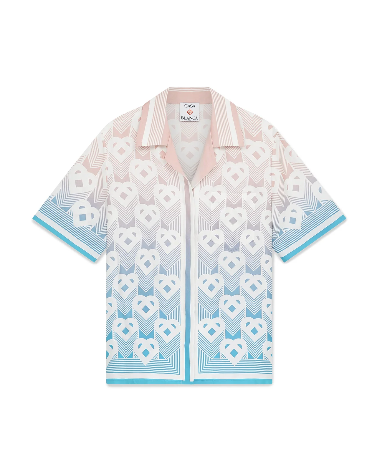 Gradient Heart Monogram Silk Short Sleeve Shirt - 1