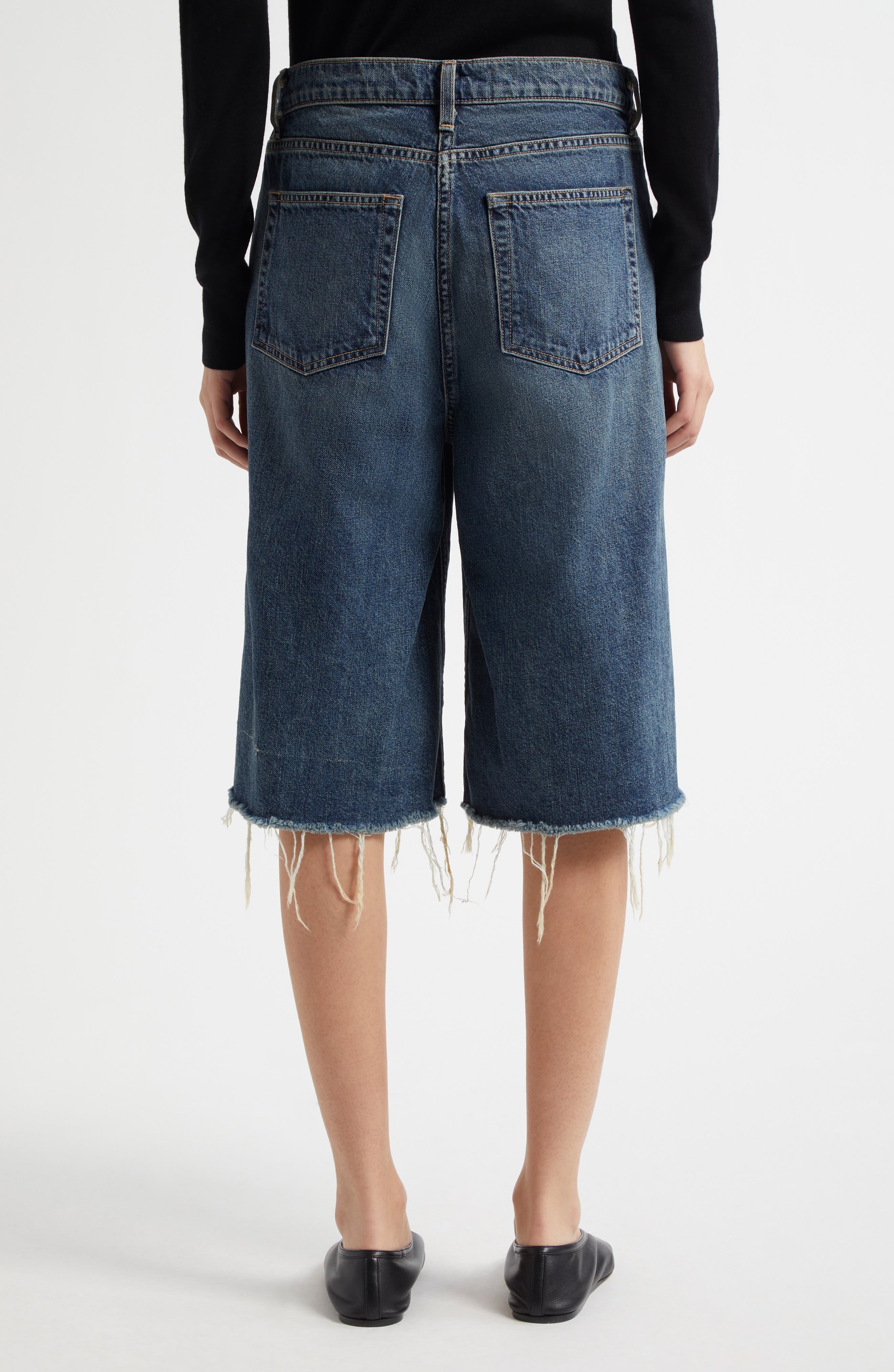 Nili Lotan Alona Frayed Denim Bermuda Shorts in Simon Wash at Nordstrom - 3