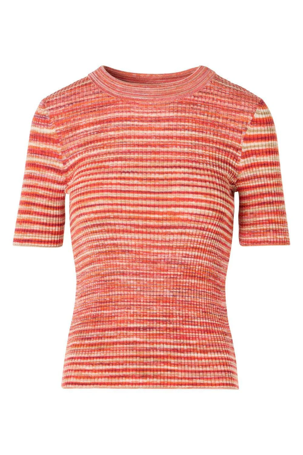 Striped Short Sleeve Sweater - 1
