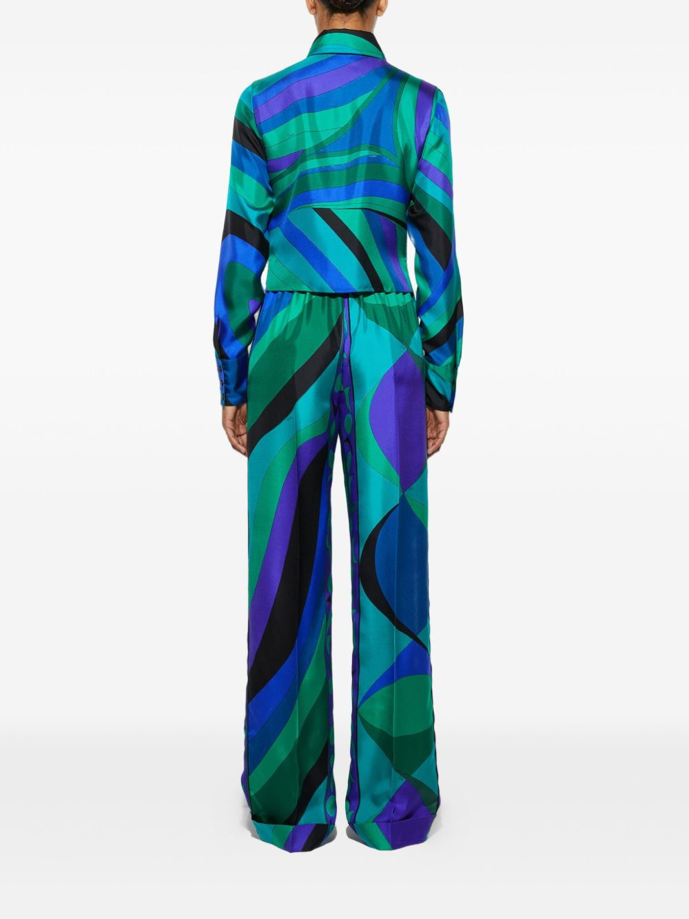 Pesci-patterned wide-leg trousers - 4