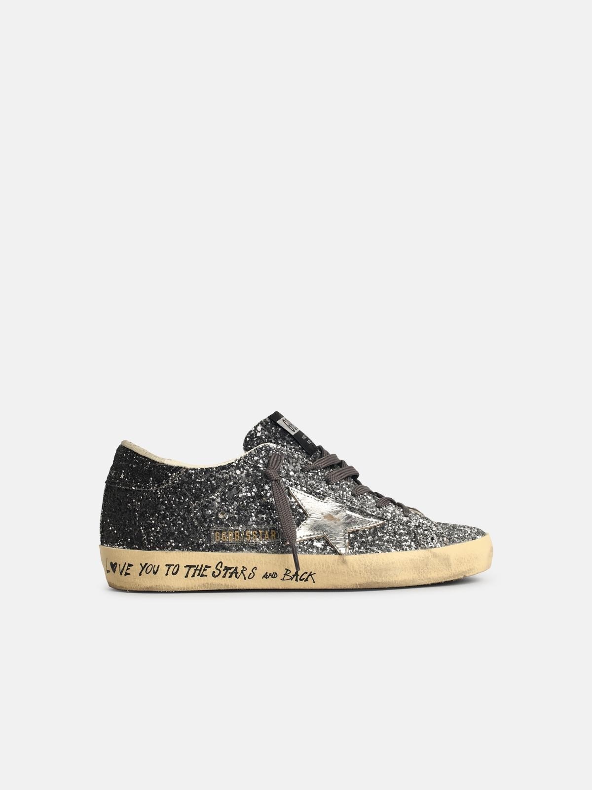 'SUPER-STAR CLASSIC' SNEAKERS IN GLITTER LEATHER BLEND WITH SILVER STAR - 1