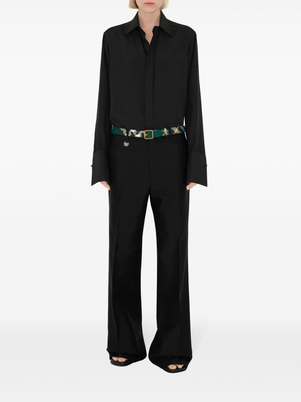 check-pattern buckled belt - 3