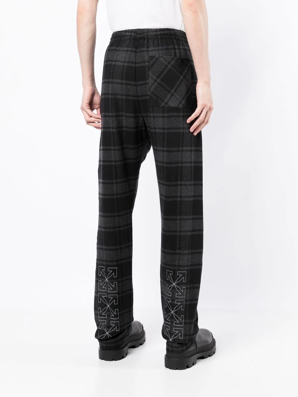 logo-print check pattern track pants - 4