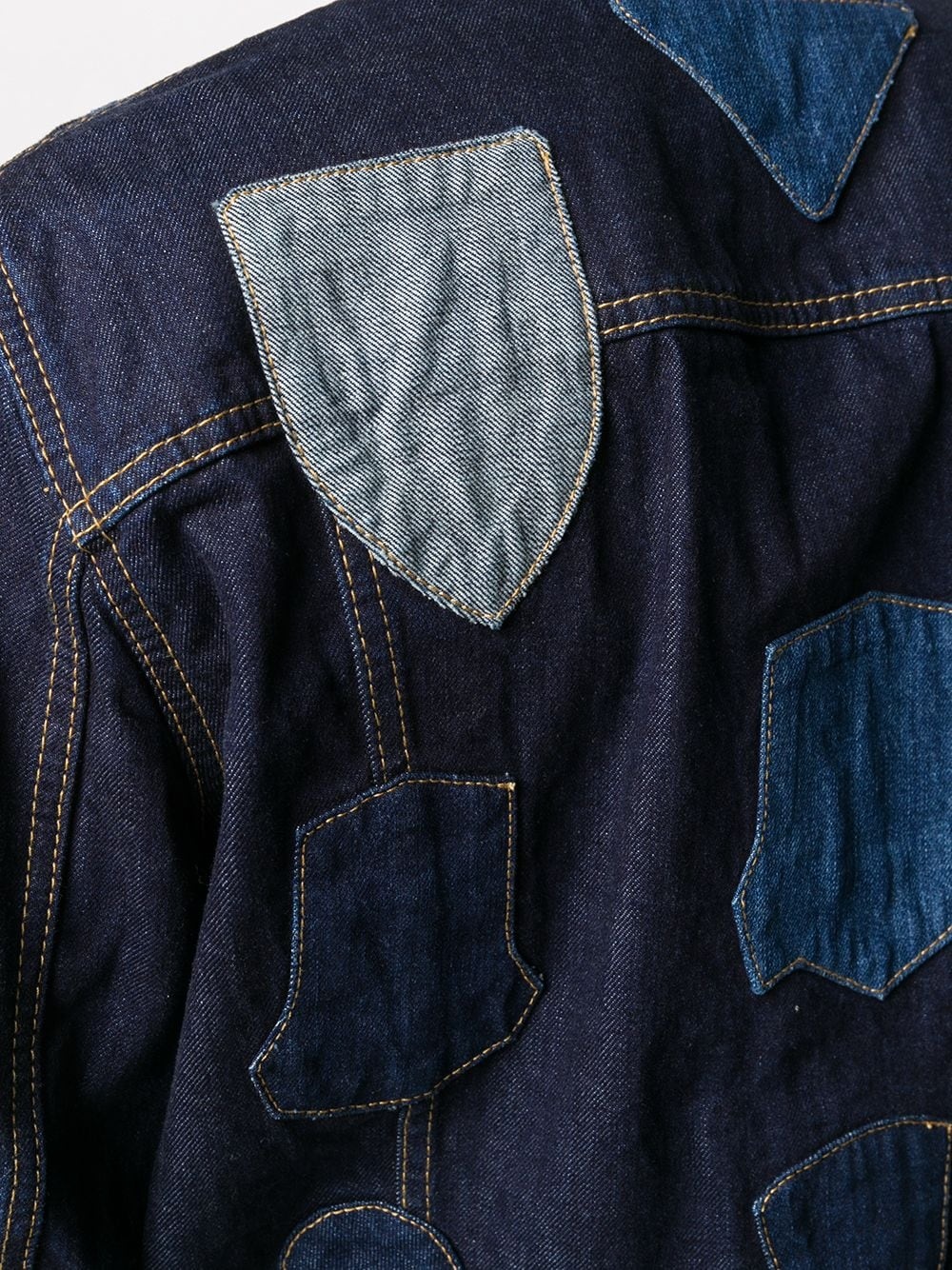 logo patch-work denim jacket - 5