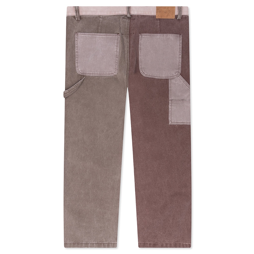 PATCHWORK FACE DOUBLE KNEE PANT - BROWN/MULTI - 2