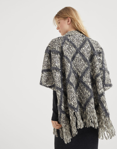 Brunello Cucinelli Wool and alpaca knit poncho with dazzling macro argyle embroidery outlook