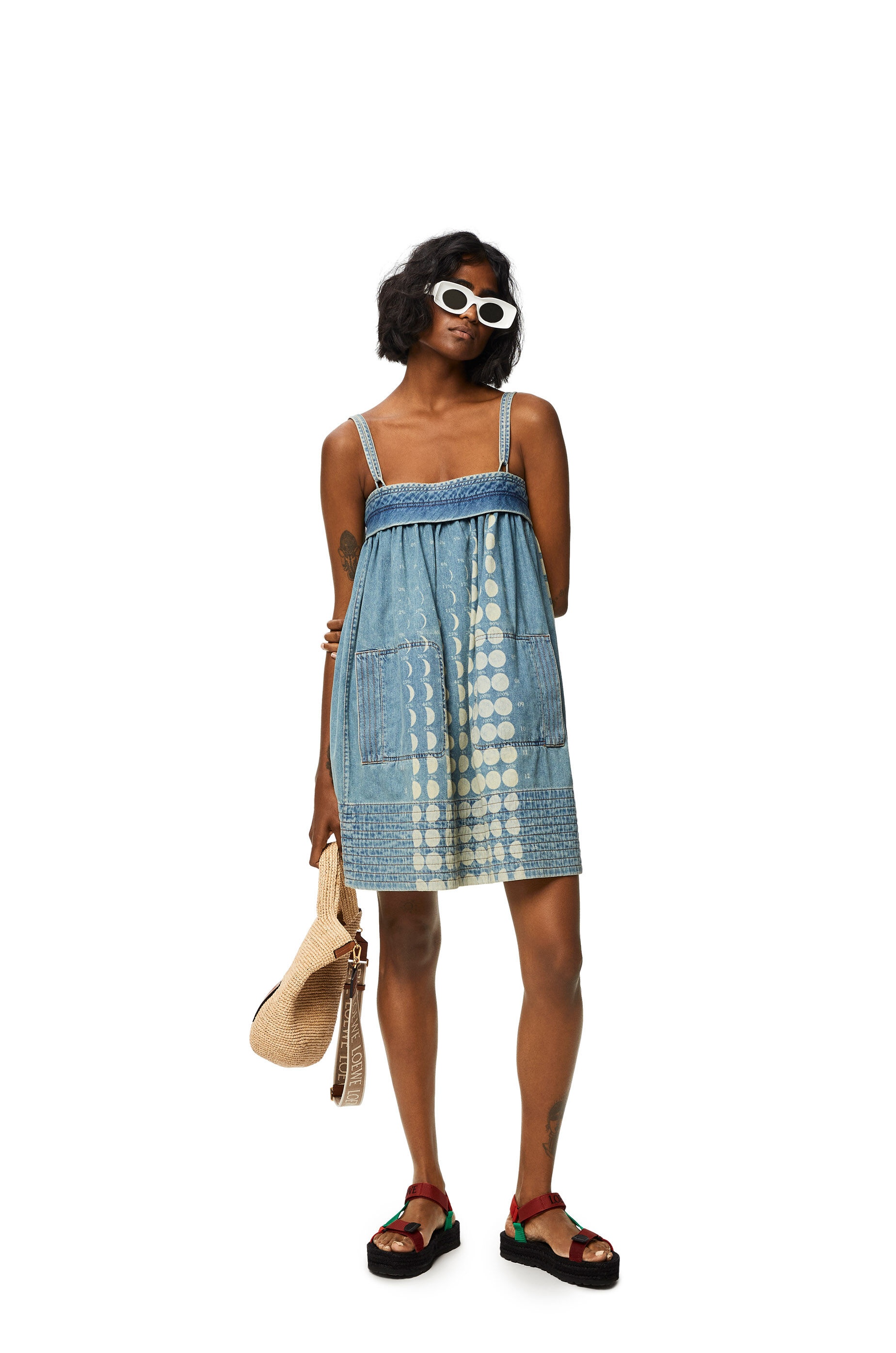 Moon strappy dress in denim - 2