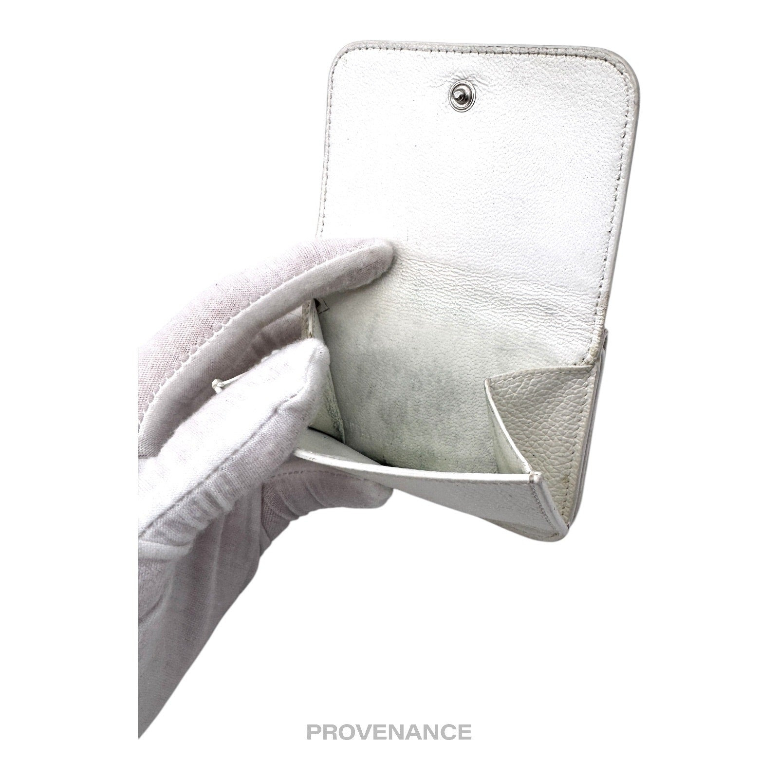 Balenciaga Logo Trifold Wallet - White Leather Pink - 8