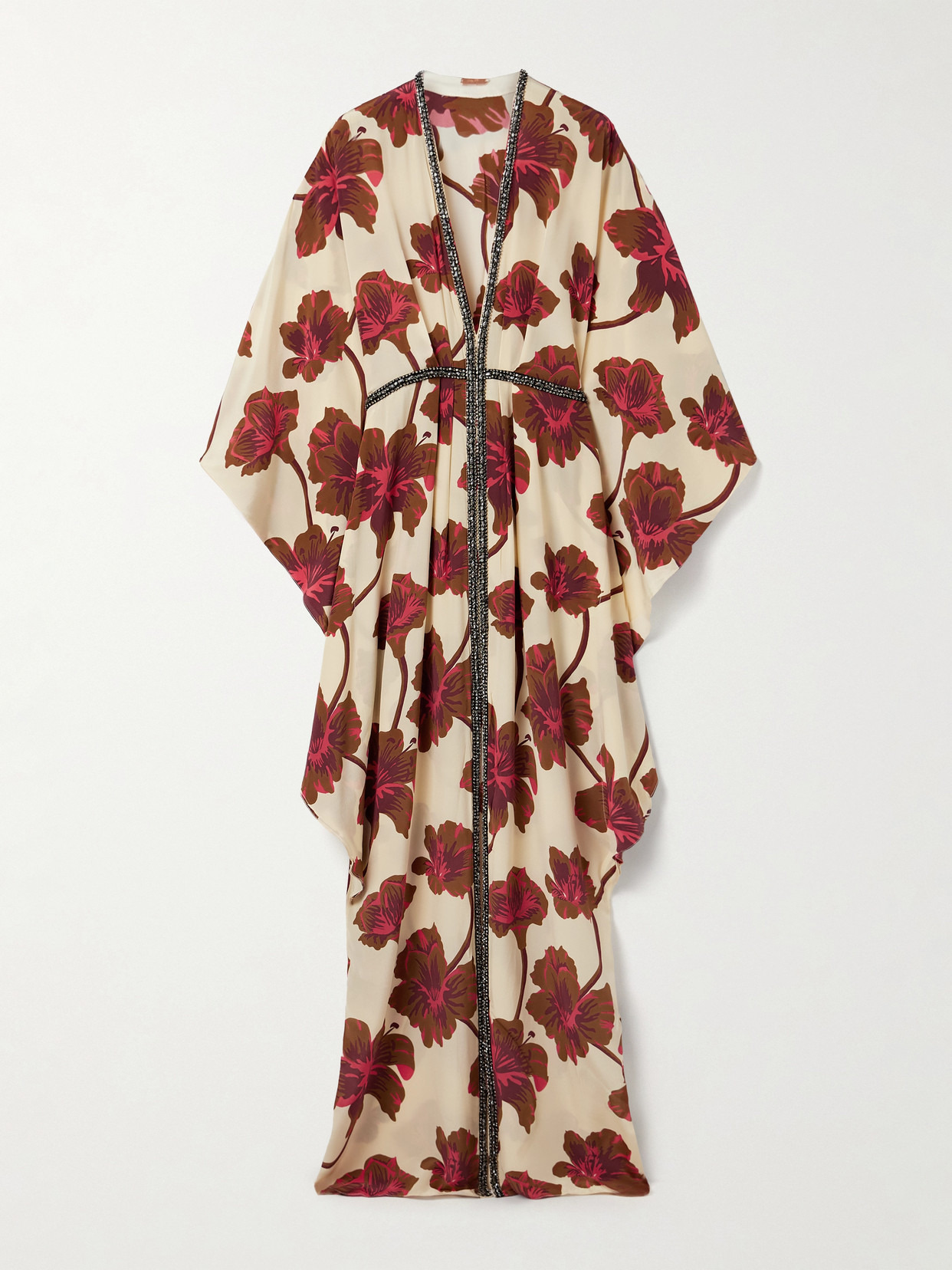 Hear The Wind Sing Crystal-embellished Floral-print Silk Crepe De Chine Maxi Dress - 1