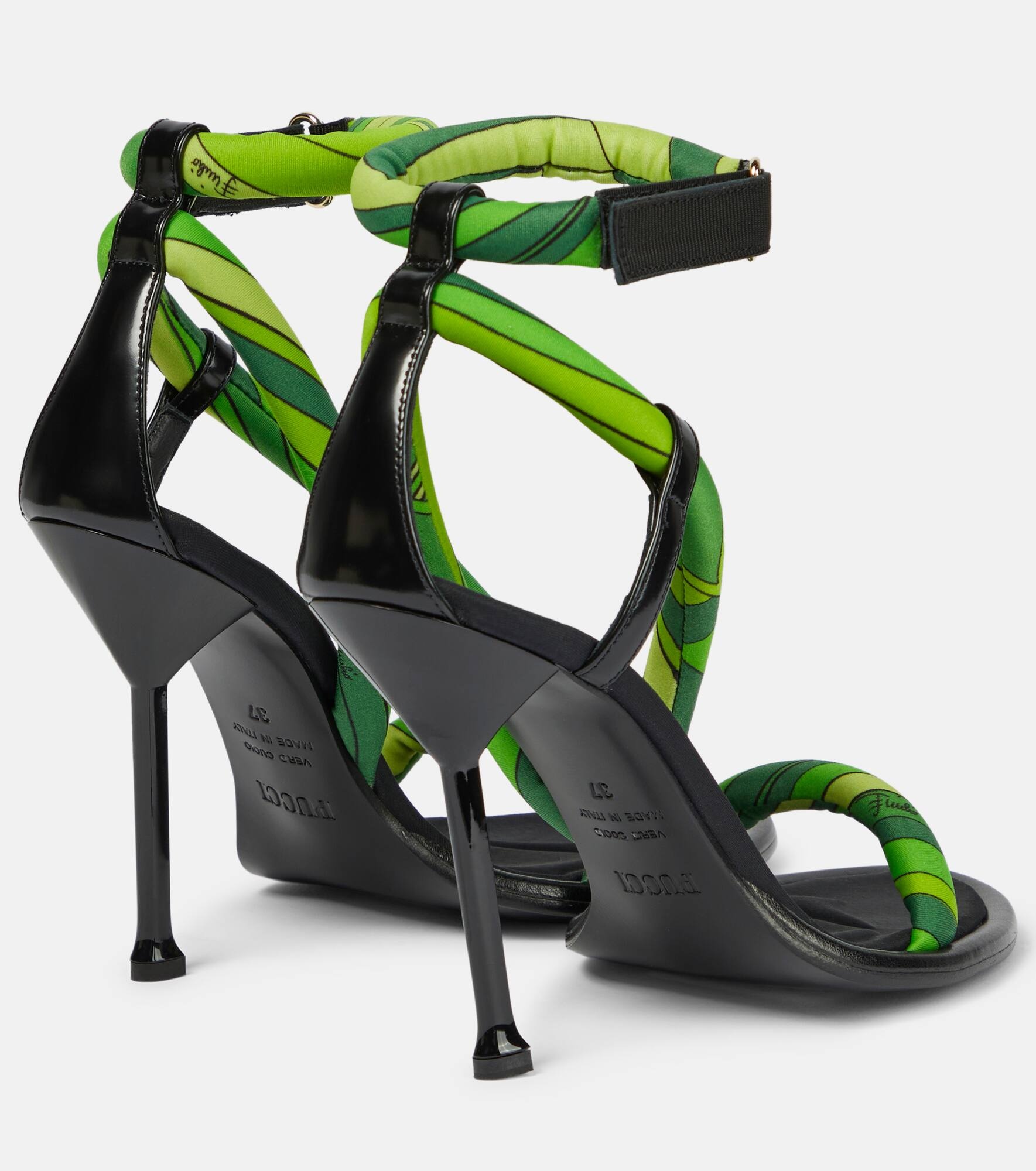 Leather-trimmed silk sandals - 3