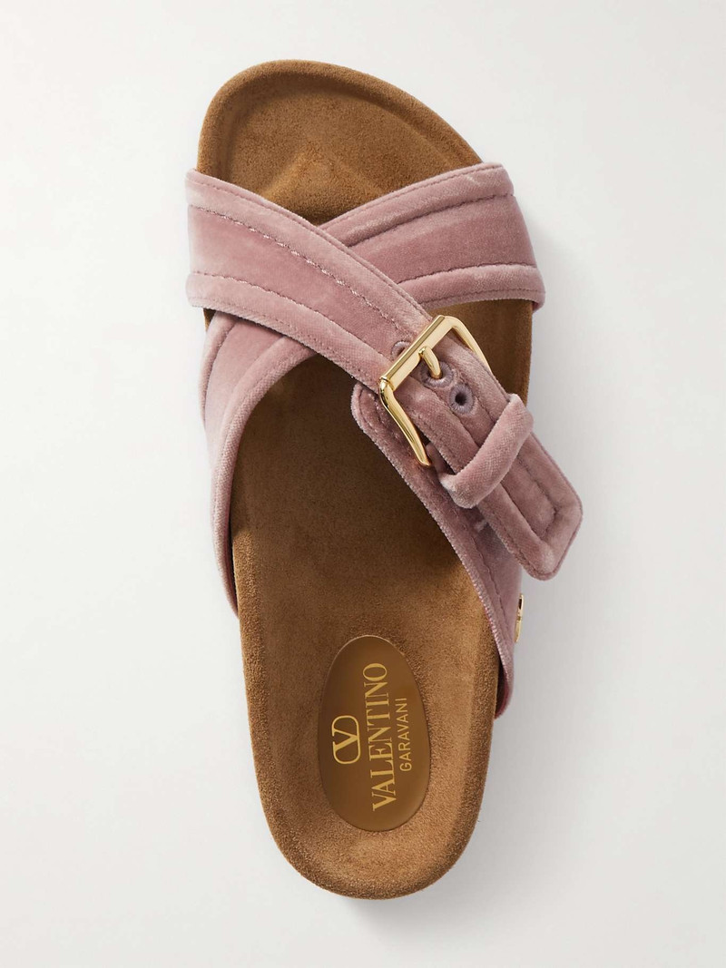 Buckled velvet slides 5