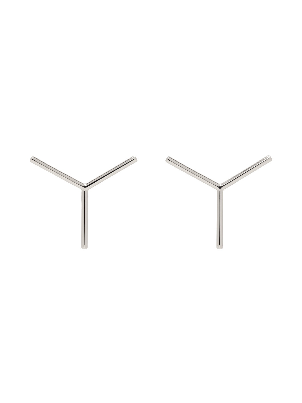 Silver 'Y' Stud Earrings - 1
