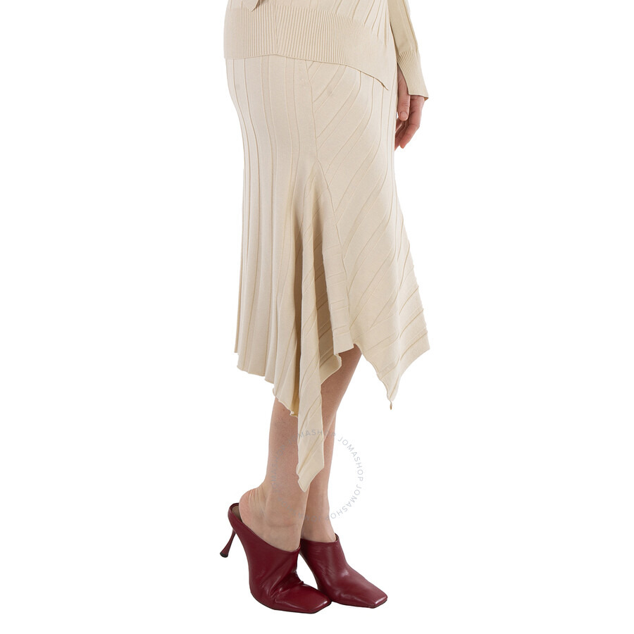 Stella McCartney White Asynnetric Hem Rib-Knit Skirt - 5