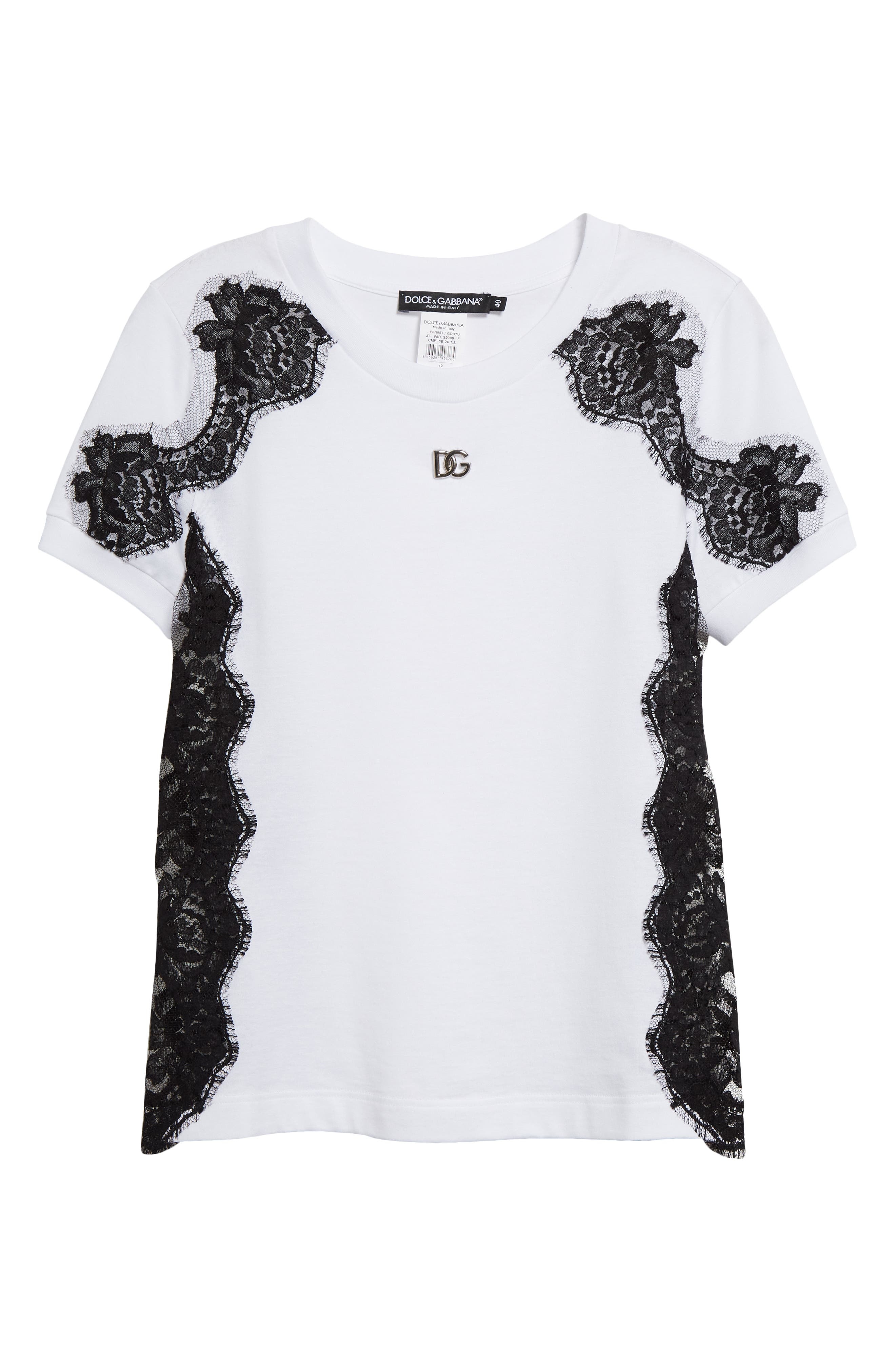 Lace Detail Cotton Blend T-Shirt - 6