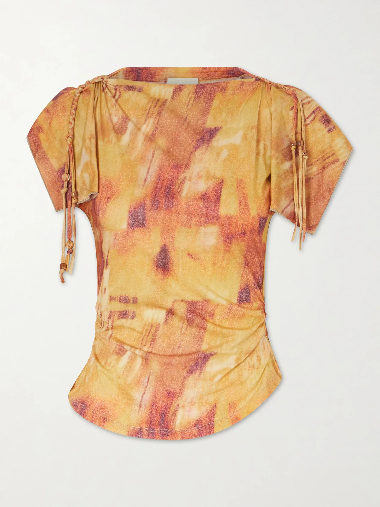 Jazia Bead-embellished Printed Cotton Top - 1