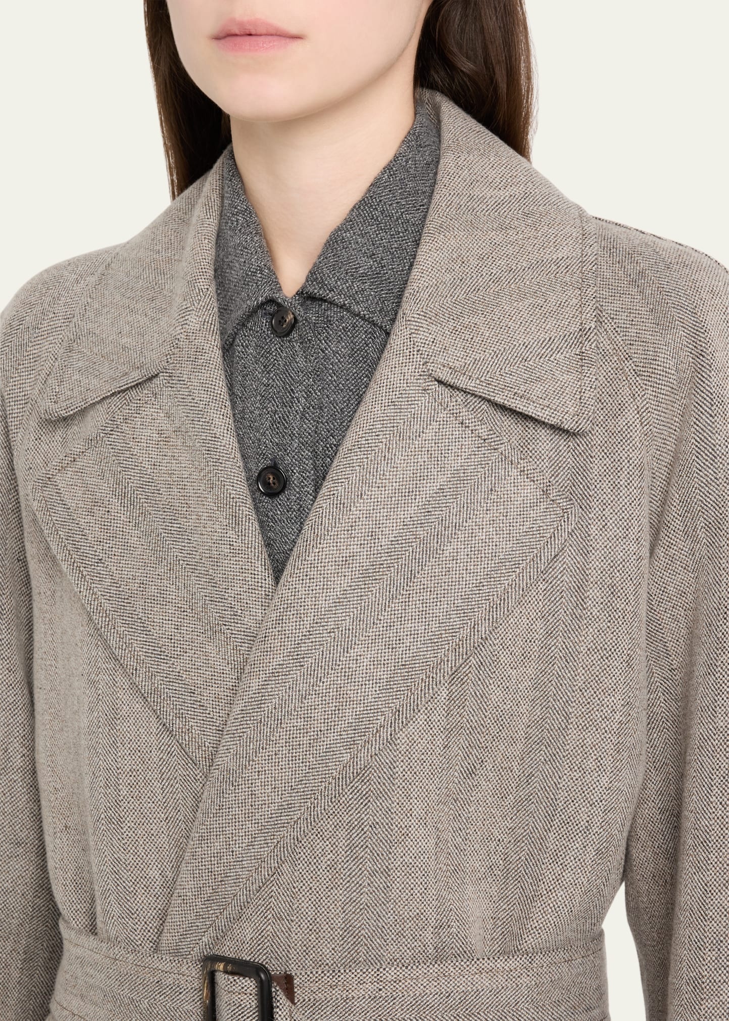 Foster Double-Breast Belted Wool Cashmere Coat - 5