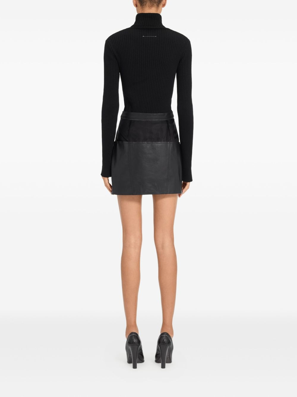 leather panelled mini straight skirt - 4